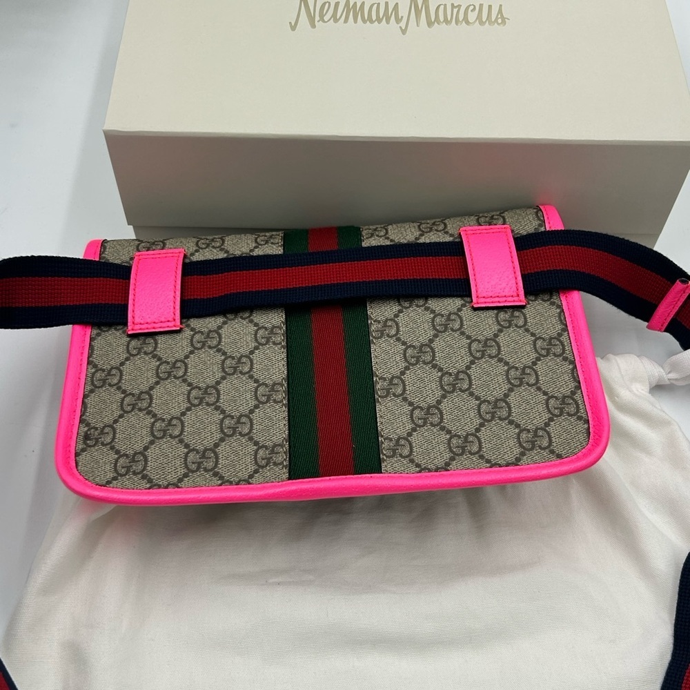 SOLD!!!!!  Women's Gucci OPHIDIA GG supreme canvas belt bag web stripe 80 cm NWT - Picture 11 of 14